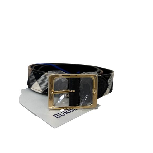 Burberry Classic Check Leather Belt in Beige/Black NEW 90cm main image 8
